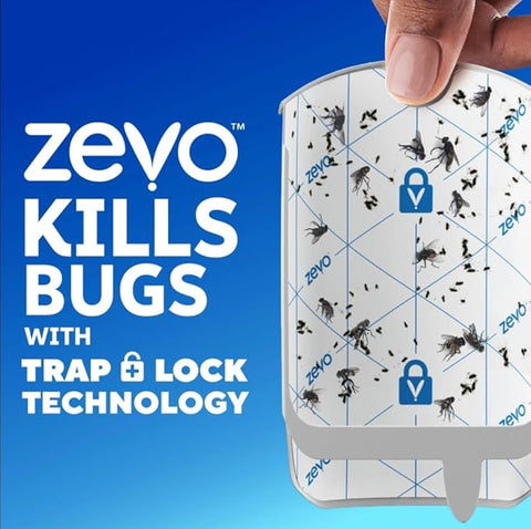 Zevo Flying Insect Trap & Refills Starter Bundle, 2 Insect Trap Devices and 6 Refill Cartridges, Mess-Free Indoor Bug Control System