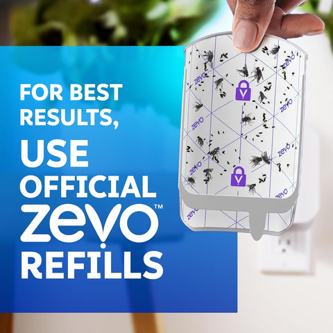 Zevo MAX Bug Catcher & Fly Trap for Indoors - Flying Insect Trap for Gnats, House & Fruit Flies - Use in Any Room - No-Mess Disposal (2 Plug in Bases & 3 Cartridges)