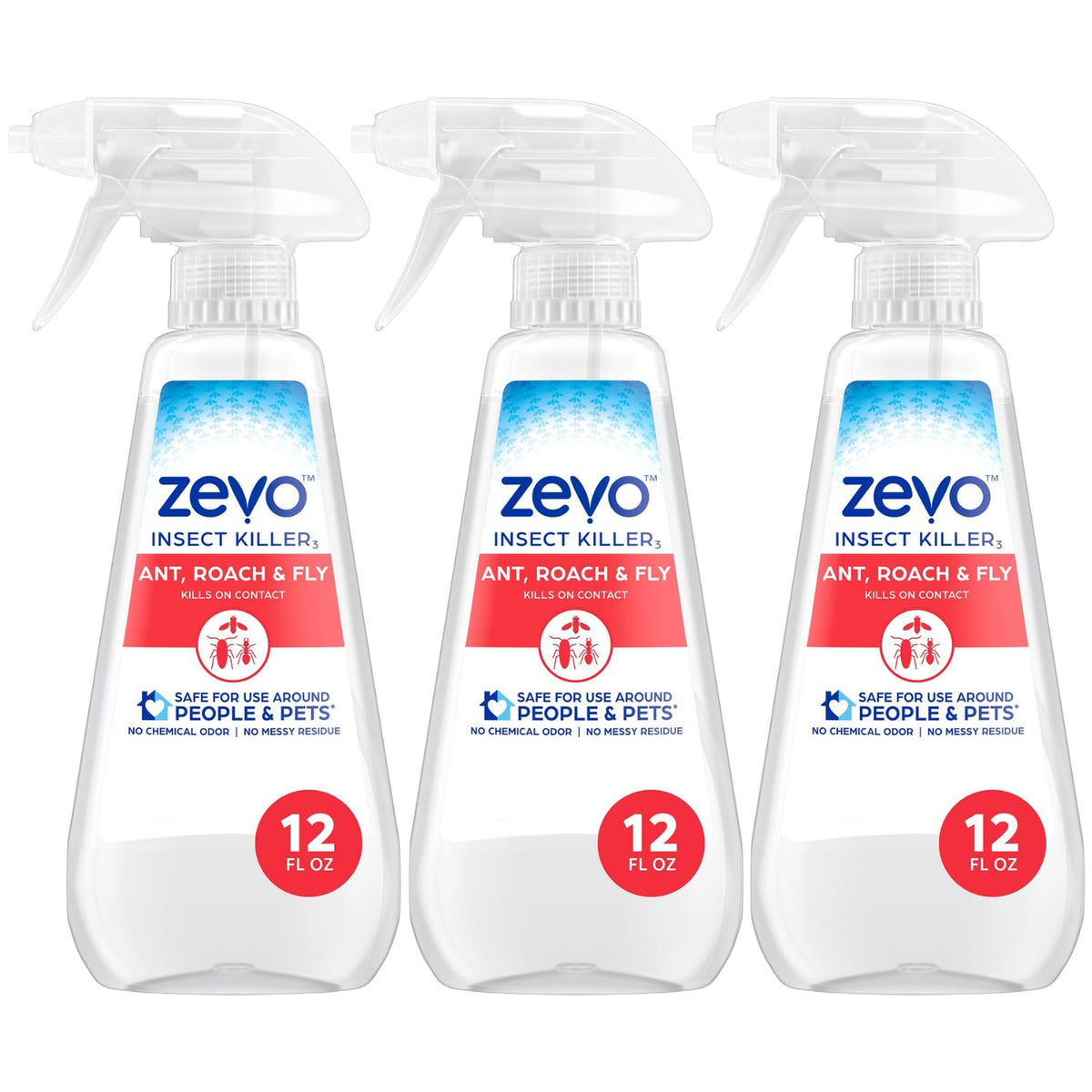 Zevo Multi Insect Killer Spray - Bug Spray for Home Use - Versatile Ant, Fly, Spider, Roach Killer & More - with Rosemary & Cornmint Oil - for Indoor & Outdoor Use (3 Bottles)